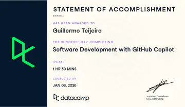 Certificate: Desarrollo de software con GitHub Copilot