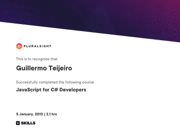 Certificate: JavaScript for C# Developers