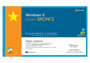 Certificate: Windows 8 - Emprendedor 5 estrellas - Estrella Bronce